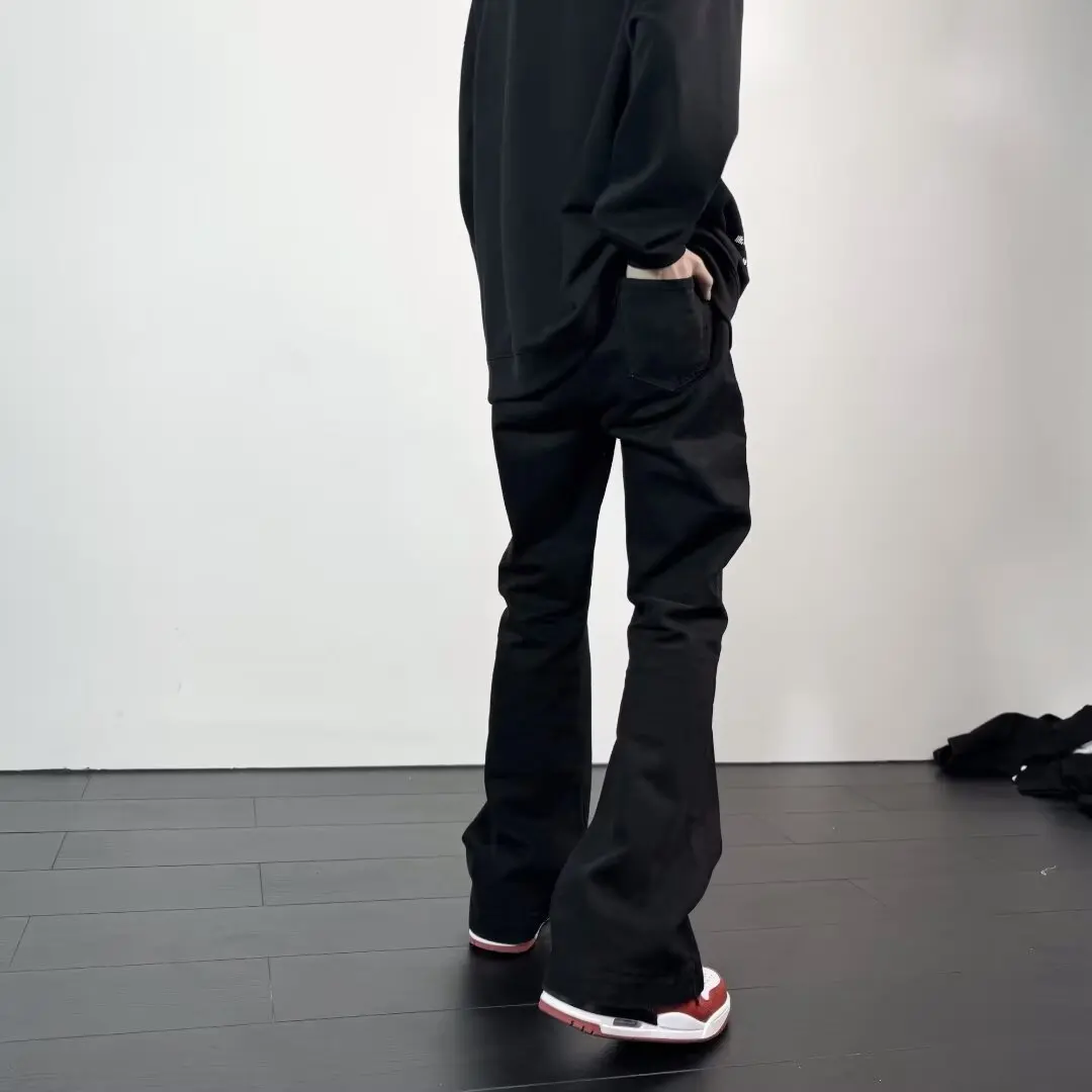 Black Jeans Men Casual Simple All-match Flare Sleeve Handsome Streetwear Daily Fashion Stretchy American Style Pantalon Homme - Image 2