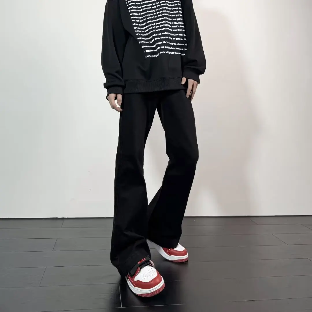 Black Jeans Men Casual Simple All-match Flare Sleeve Handsome Streetwear Daily Fashion Stretchy American Style Pantalon Homme - Image 3