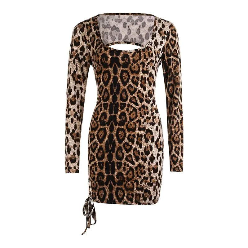 Black Long Sleeve Sexy Lady Lace Up Bandage Bodycon Slim Hollow Out Dresses Glitter Sequins Party Night Club Autumn Mini Dress - Image 8