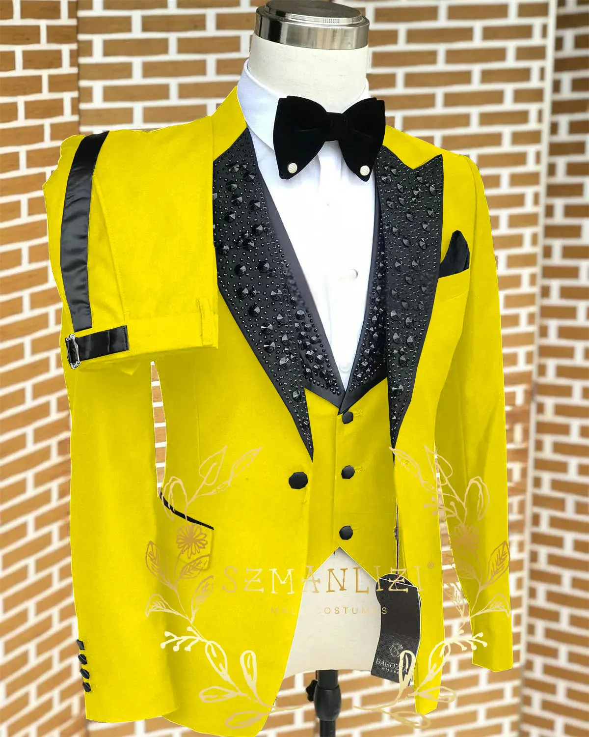 Black Men Suits Luxury Stone Crystal Tuxedos Bespoke Groom Wear 3 Pieces Business Male Prom Blazers Slim Fit Custome Homme - Image 16