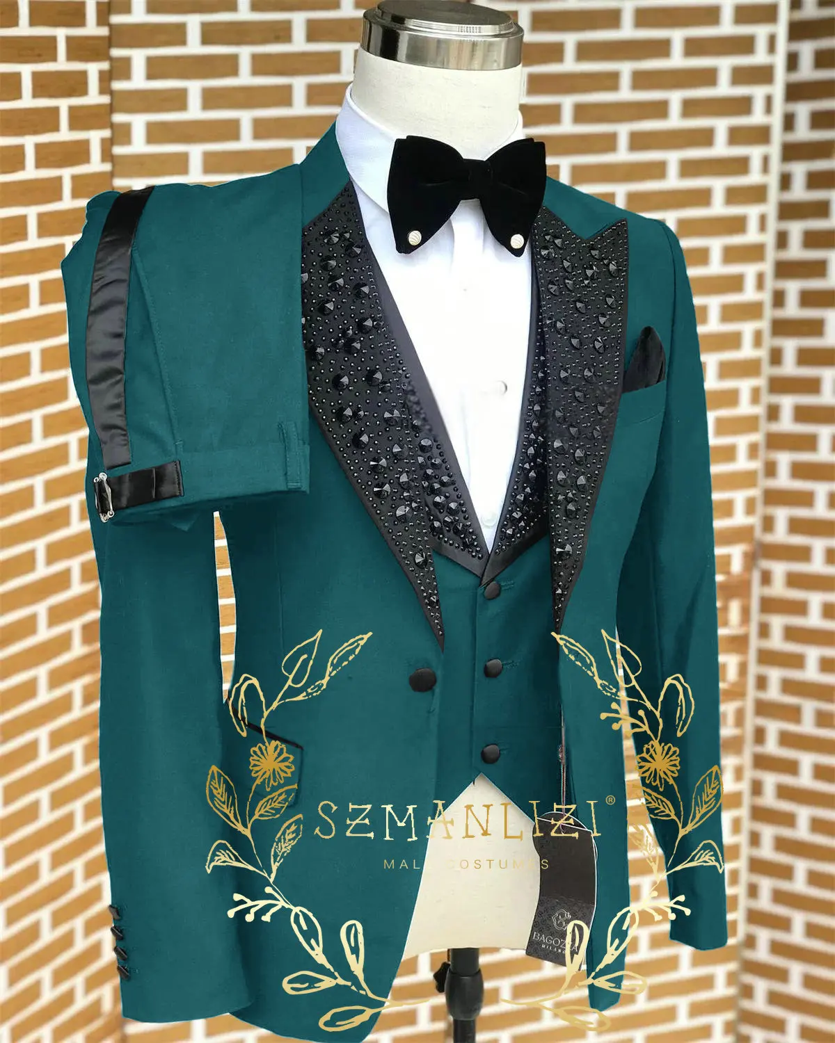 Black Men Suits Luxury Stone Crystal Tuxedos Bespoke Groom Wear 3 Pieces Business Male Prom Blazers Slim Fit Custome Homme - Image 17