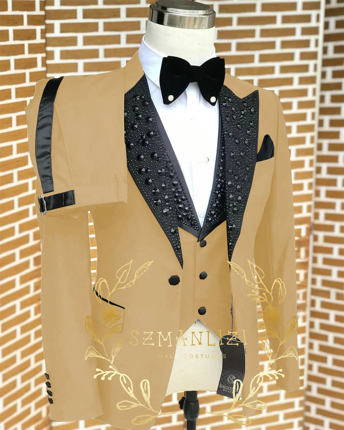 Black Men Suits Luxury Stone Crystal Tuxedos Bespoke Groom Wear 3 Pieces Business Male Prom Blazers Slim Fit Custome Homme - Image 19