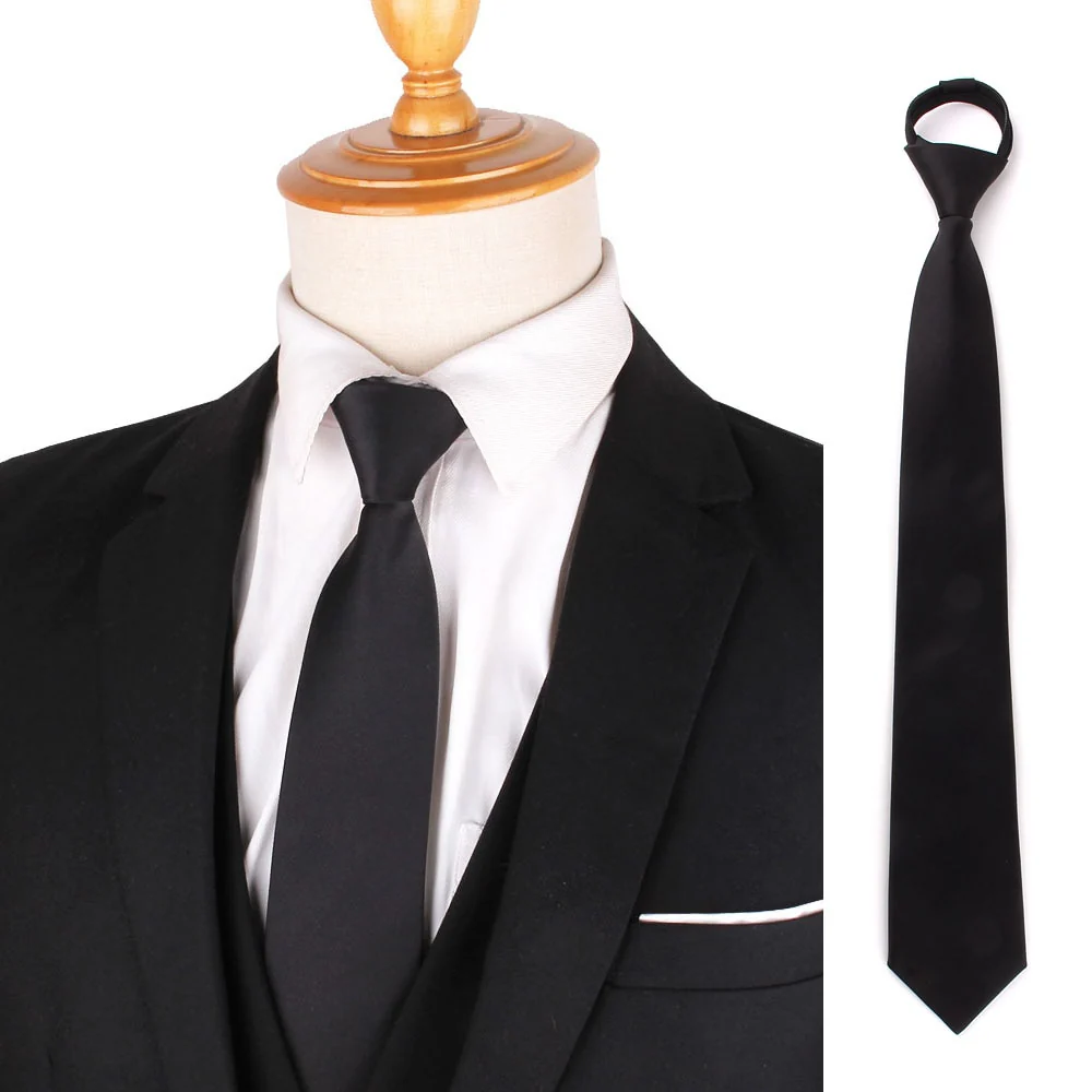 Black Neck Ties For Men Women Casual Suits Solid Tie Gravatas Skinny Mens Neckties - Image 3