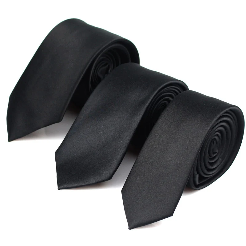 Black Neck Ties For Men Women Casual Suits Solid Tie Gravatas Skinny Mens Neckties - Image 9