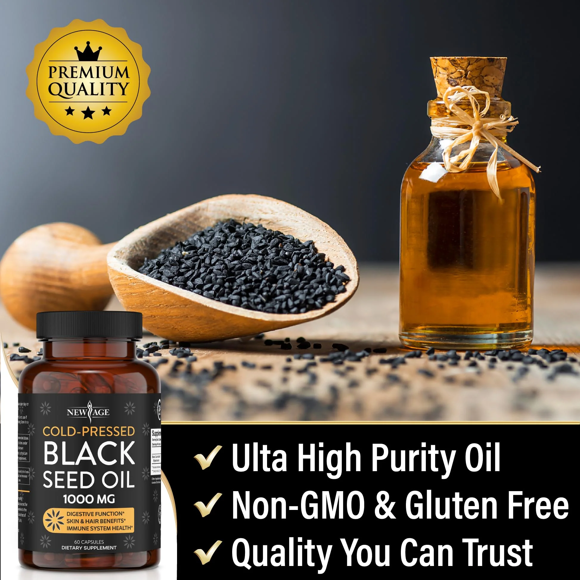 Black Seed Oil Softgel Capsules - Premium Cold-Pressed Nigella Sativa Producing Pure Black Cumin Seed Oil - Non-GMO & Vegetarian (120 Softgels) - Image 3