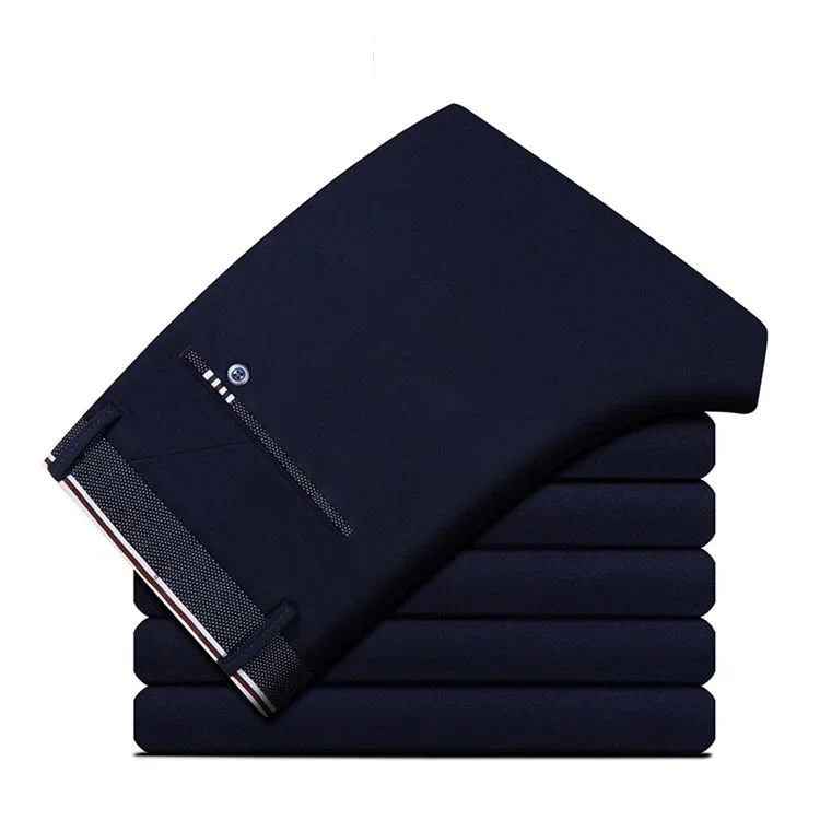 Black Suit Pants for Men's Fashion Business Casual Pants Male Formal Dress Pants Elastic Straight Office Pants Man Navy Blue - Image 9