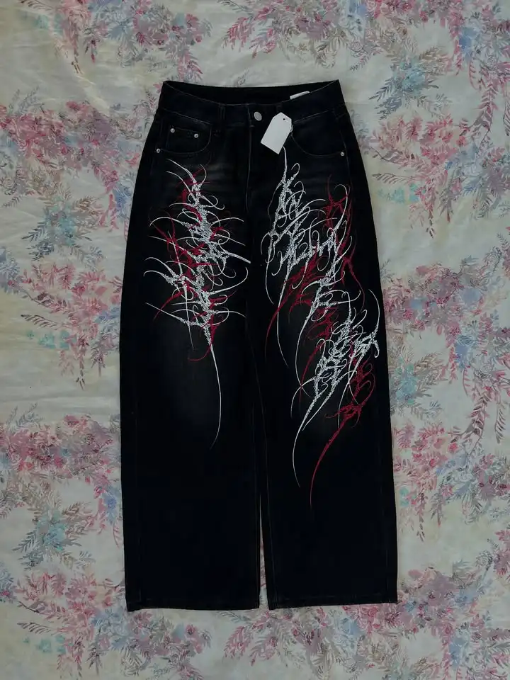 Black Washed Wide Leg Jeans Men Women High Waist Casual Hip Hop Pants Loose Fit Vintage Streetwear Y2K Retro Denim Trousers