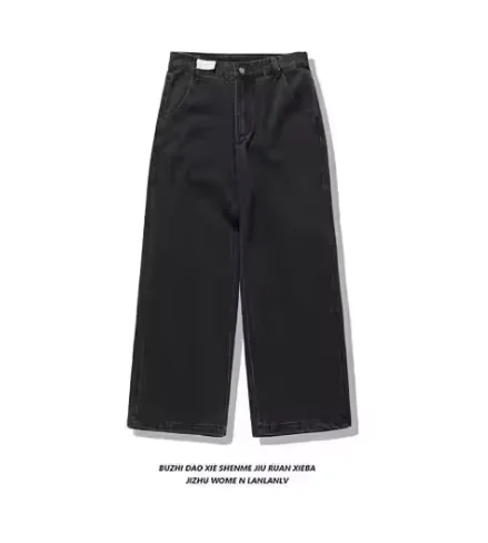Black Washed Wide Leg Jeans Men Women High Waist Casual Hip Hop Pants Loose Fit Vintage Streetwear Y2K Retro Denim Trousers - Image 10