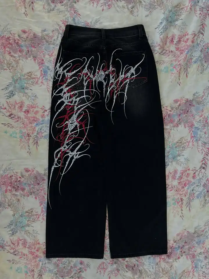 Black Washed Wide Leg Jeans Men Women High Waist Casual Hip Hop Pants Loose Fit Vintage Streetwear Y2K Retro Denim Trousers - Image 2