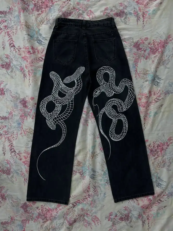 Black Washed Wide Leg Jeans Men Women High Waist Casual Hip Hop Pants Loose Fit Vintage Streetwear Y2K Retro Denim Trousers - Image 4
