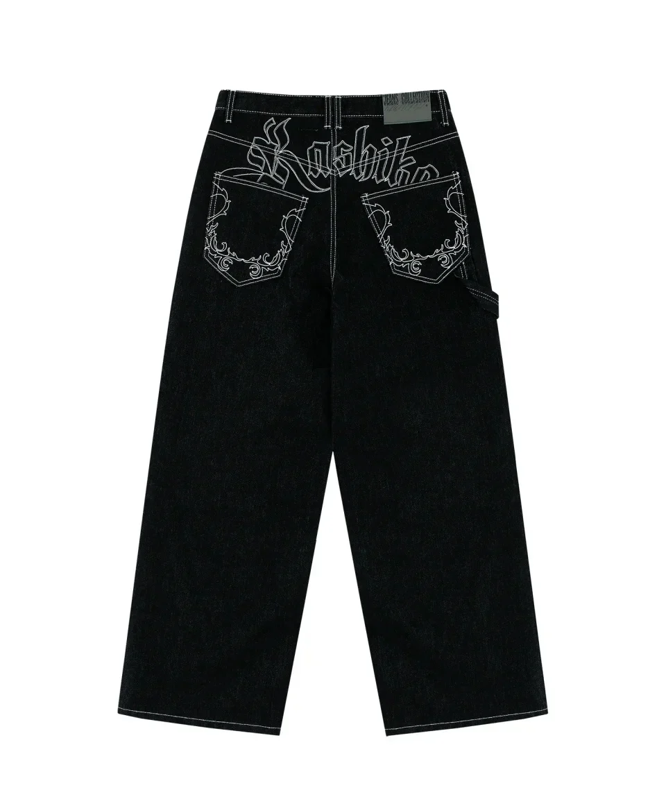 Black Washed Wide Leg Jeans Men Women High Waist Casual Hip Hop Pants Loose Fit Vintage Streetwear Y2K Retro Denim Trousers - Image 8