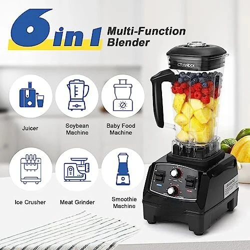 Blenders with Timer for Kitchen, 1500W, 70oz Commercial Blenders for Shakes and Smoothies, Easy to Clean, YL-011 Black Mini port - Image 3
