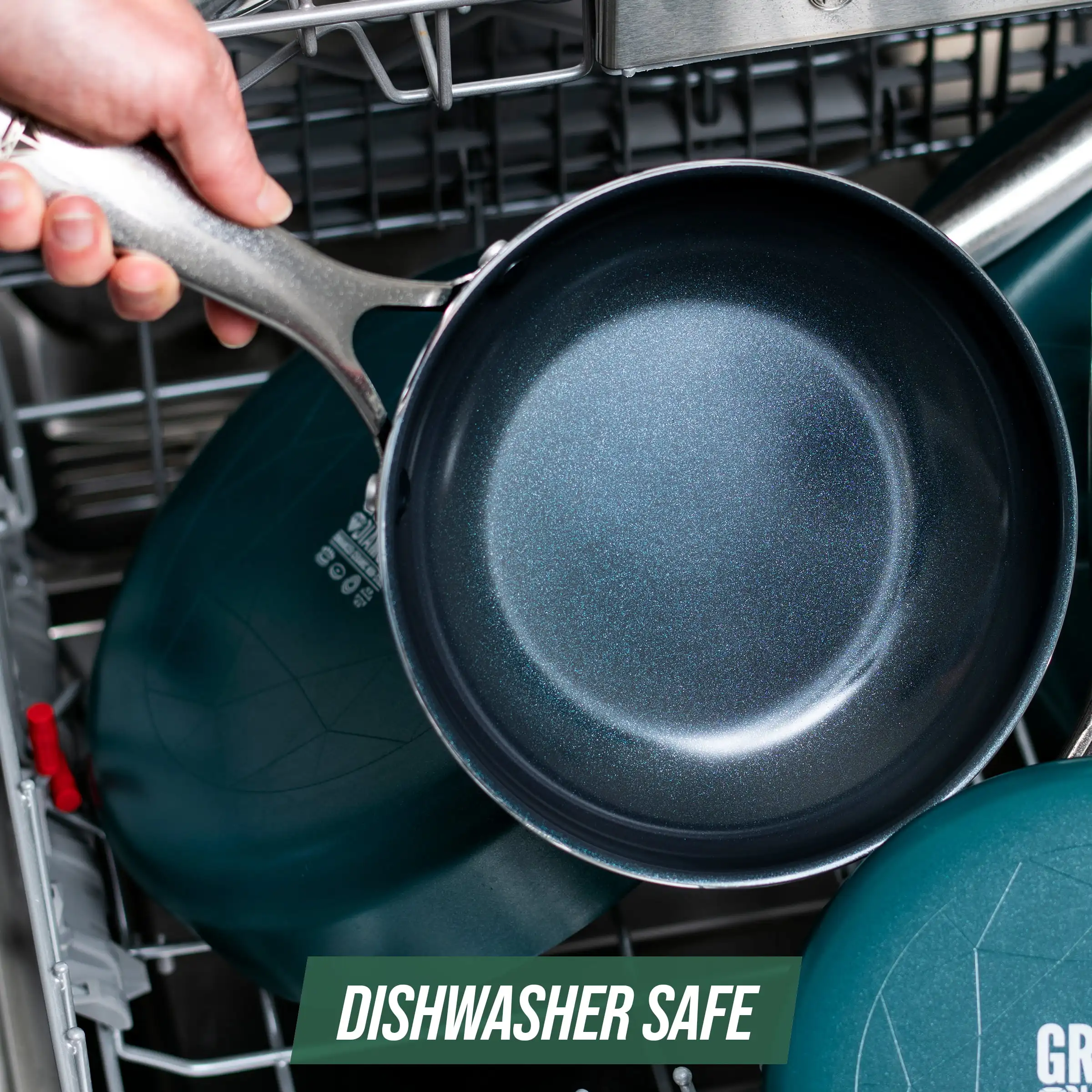 Blue Diamond 12-Piece Ceramic Non-Stick Cookware Set, Green - Image 4