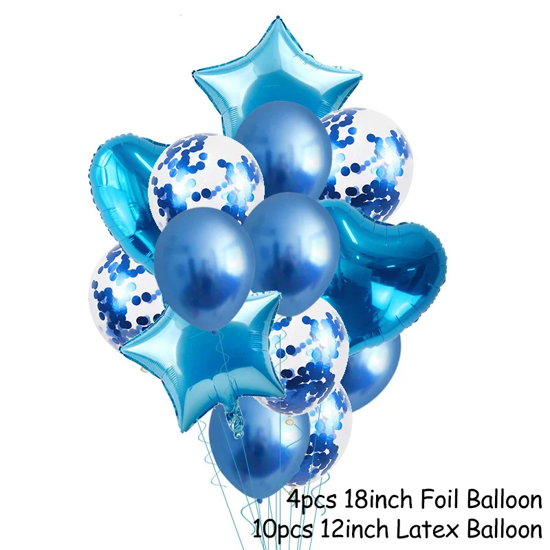 blue happy baby shower boys birthday pull flag banner balloon garland 1 age birth day 12month photo frame first party decor 1st - Image 12