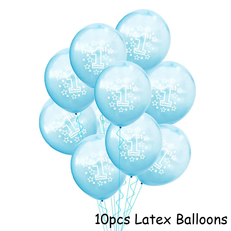 blue happy baby shower boys birthday pull flag banner balloon garland 1 age birth day 12month photo frame first party decor 1st - Image 16