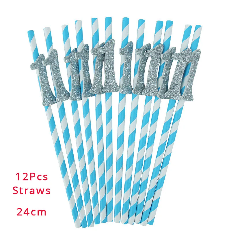 blue happy baby shower boys birthday pull flag banner balloon garland 1 age birth day 12month photo frame first party decor 1st - Image 2