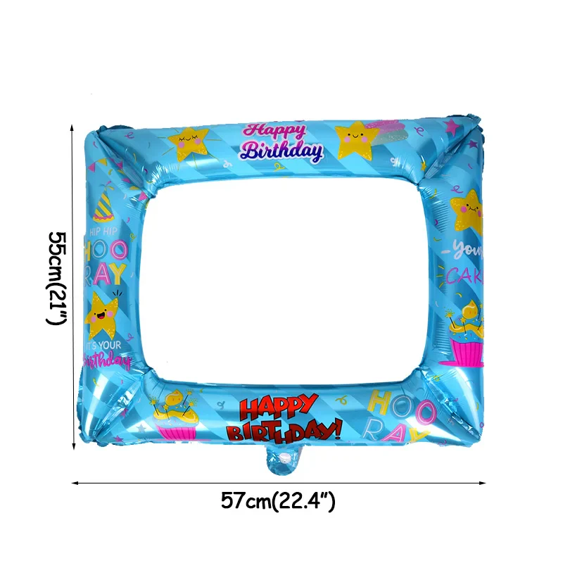 blue happy baby shower boys birthday pull flag banner balloon garland 1 age birth day 12month photo frame first party decor 1st - Image 26