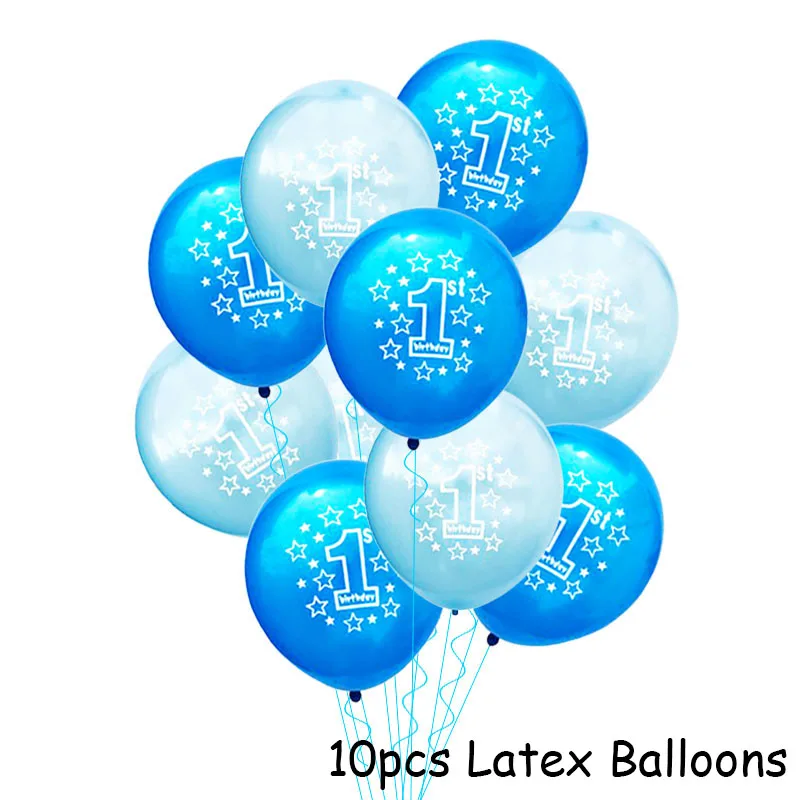 blue happy baby shower boys birthday pull flag banner balloon garland 1 age birth day 12month photo frame first party decor 1st - Image 29
