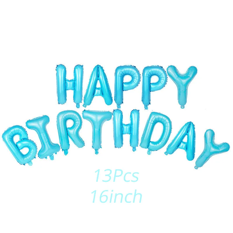 blue happy baby shower boys birthday pull flag banner balloon garland 1 age birth day 12month photo frame first party decor 1st - Image 32