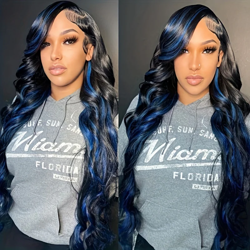 Blue Highlight Body Wave Luxury Wig - 13x4 HD Lace, 180% Density | Brazilian Remy for Ultimate Style & Comfort - Image 4