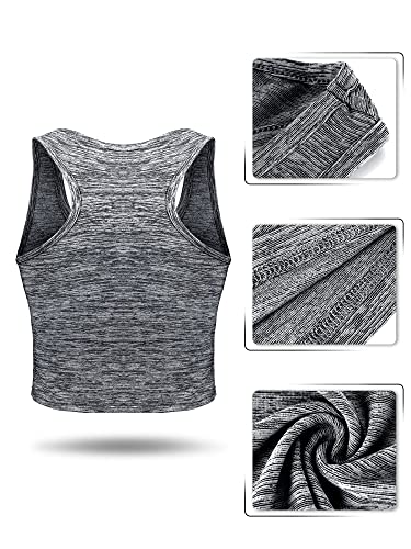Boao 4 Pieces Basic Crop Tank Tops Sleeveless Racerback Crop Top for Women(Black, Blue, Brown, White,Medium) - Image 4