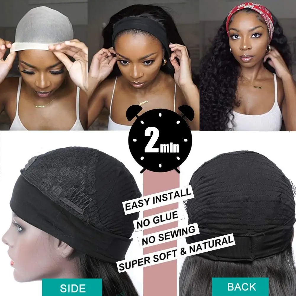 Body Wave Headband Human Hair Wig Machine Made Human Hair Wig Ready To Wear Headband Body Wave Remy Human Hair Wigs for Women - Image 10