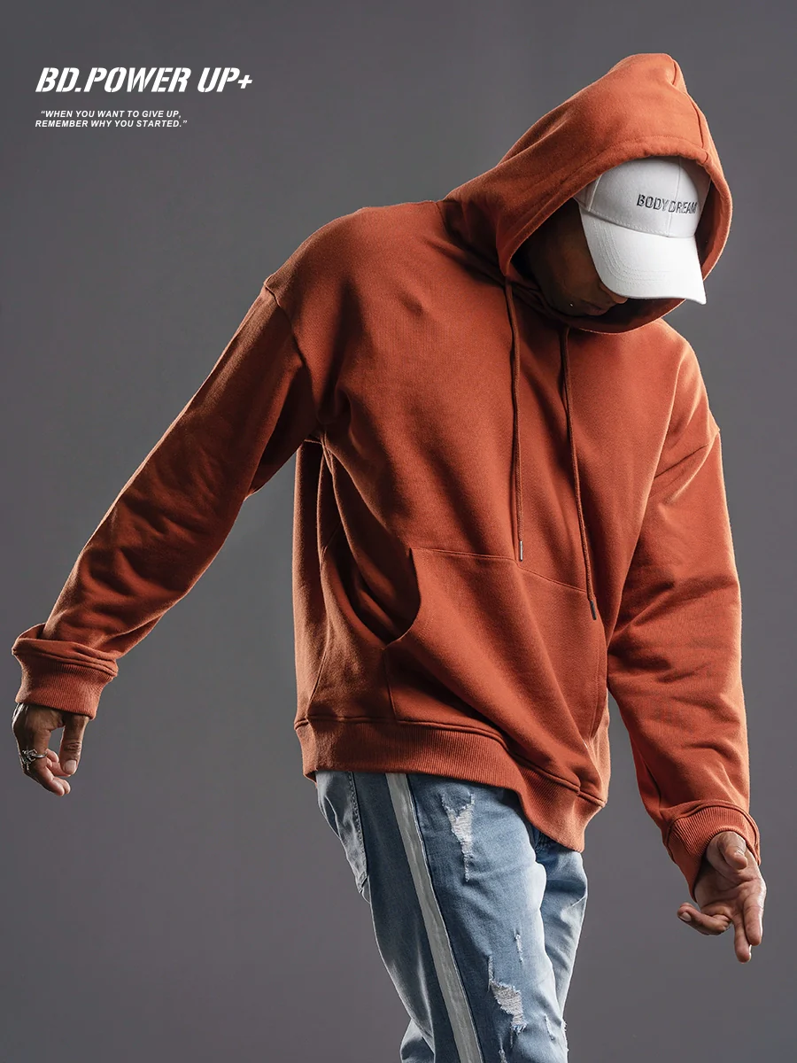 Bodybuilding Hooded Loose Shoulder Base All-Matching Men's Sweatshirt - Image 3