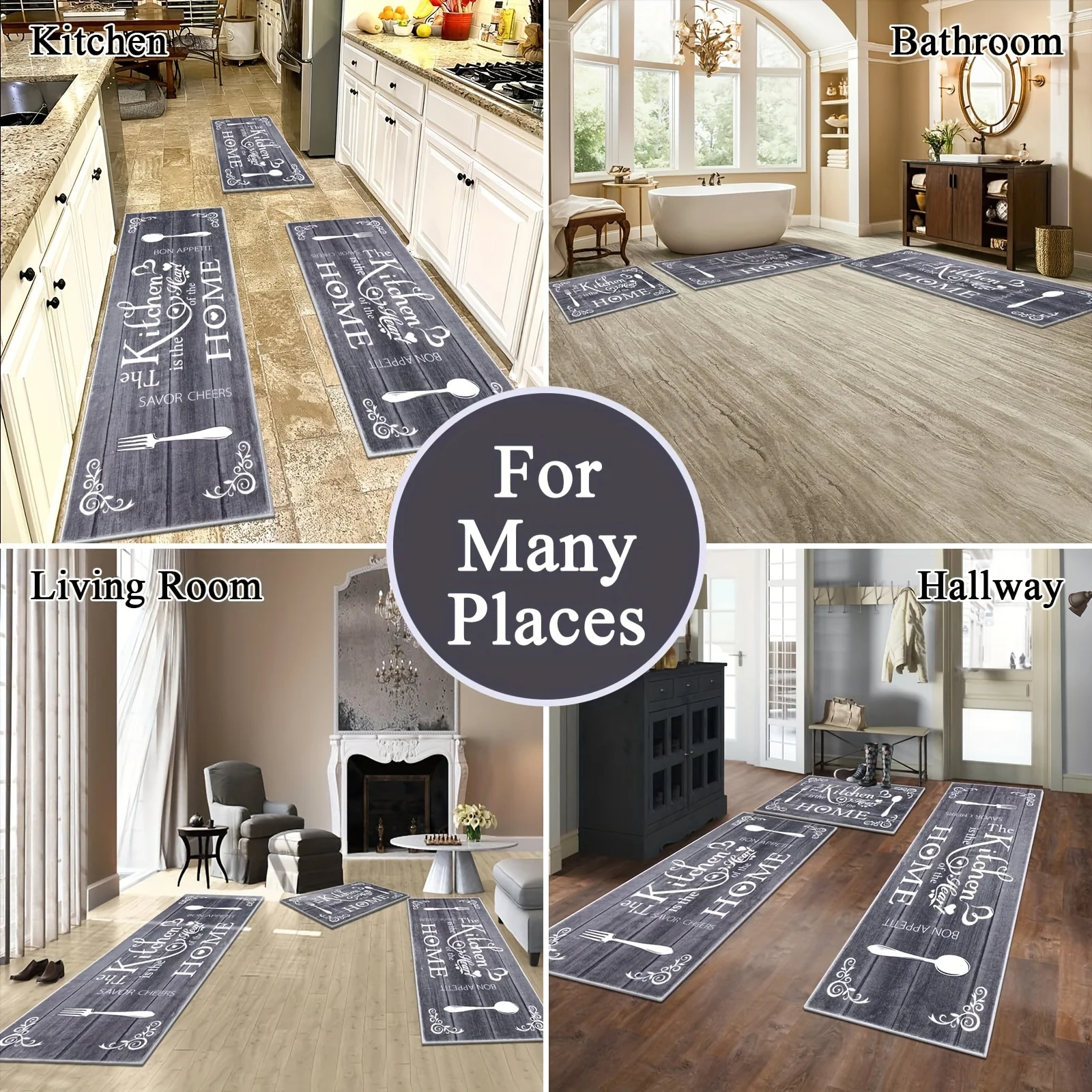 Boho Kitchen Rug Sets 3 Pieces, Washable Kitchen Mats for Floor, Non Slip Soft Kitchen Area Rug Floor Mat for Kitchen, Laundry Room and Hallway - Image 2