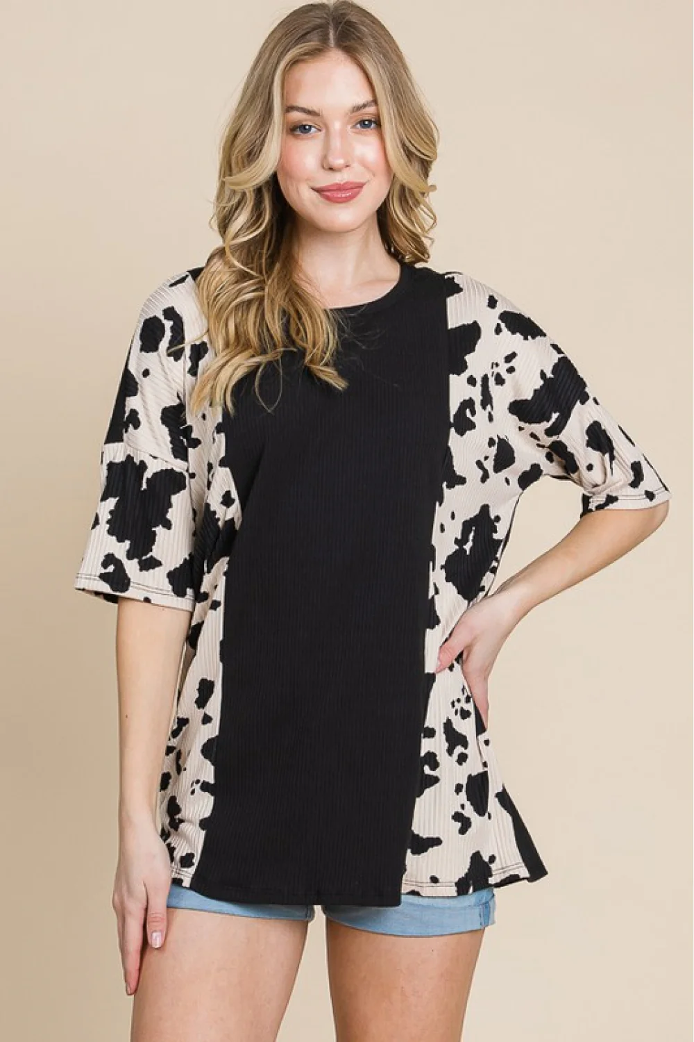 BOMBOM Rodeo Love Ribbed Animal Contrast Tee - Image 3