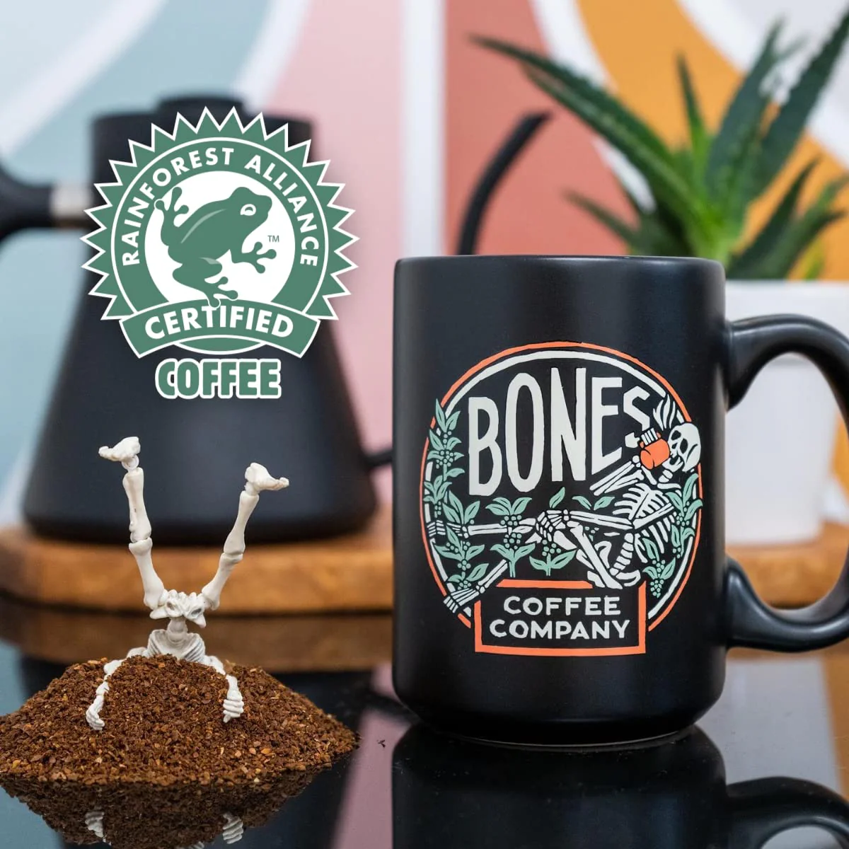 Bones Coffee Company Jamaican Me Crazy Ground Coffee Beans Vanilla Caramel, and Coffee Liqueur Flavor | 12 oz Medium Roast Low Acid Coffee | Flavored Coffee Gifts & Beverages (Ground) - Image 3