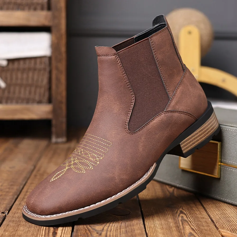 Boots for Men Chelsea Boots Embroidered Mens Boots Man Shoes Vintage Boot - Image 2