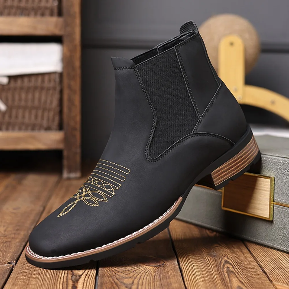 Boots for Men Chelsea Boots Embroidered Mens Boots Man Shoes Vintage Boot - Image 3