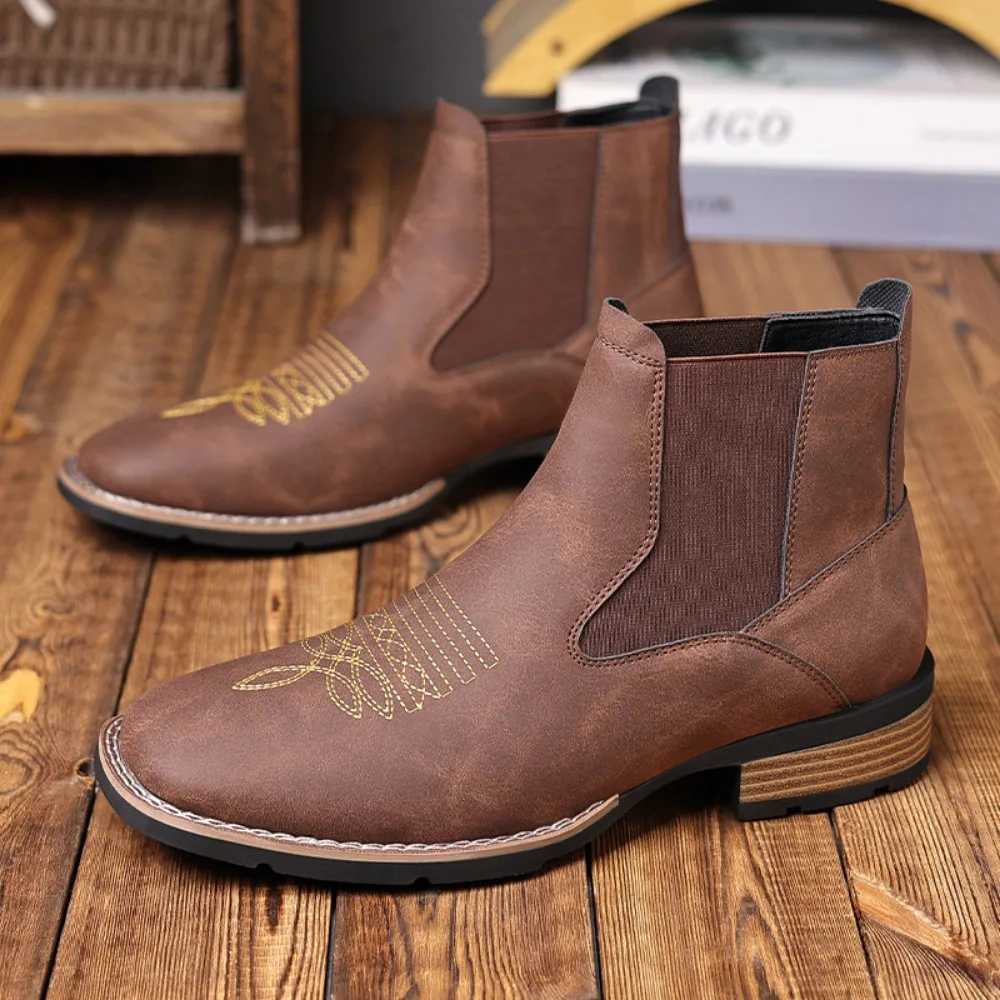 Boots for Men Chelsea Boots Embroidered Mens Boots Man Shoes Vintage Boot - Image 4