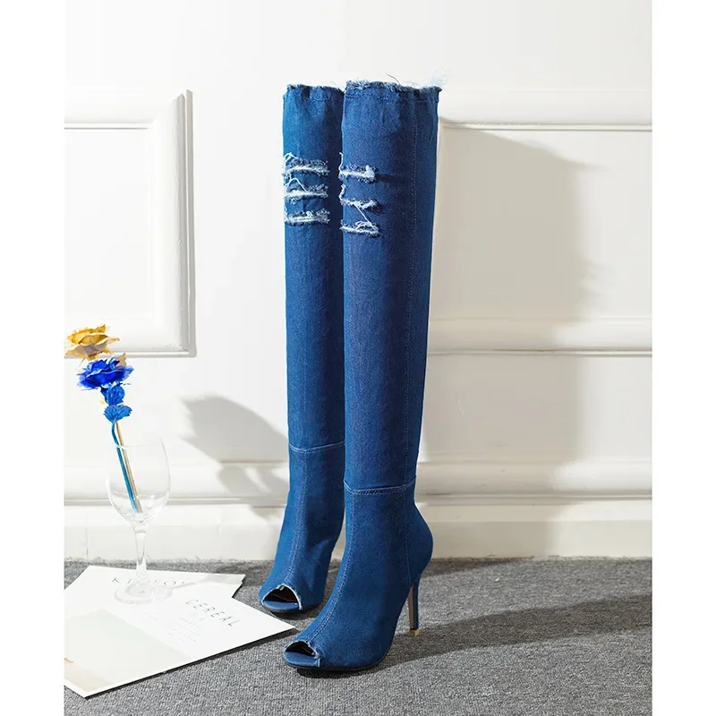 Boots Women Thigh High Boots Winter Women Boots High Heels Women Shoes tassel jean boot ladies shoes Good service 2023 - Image 5