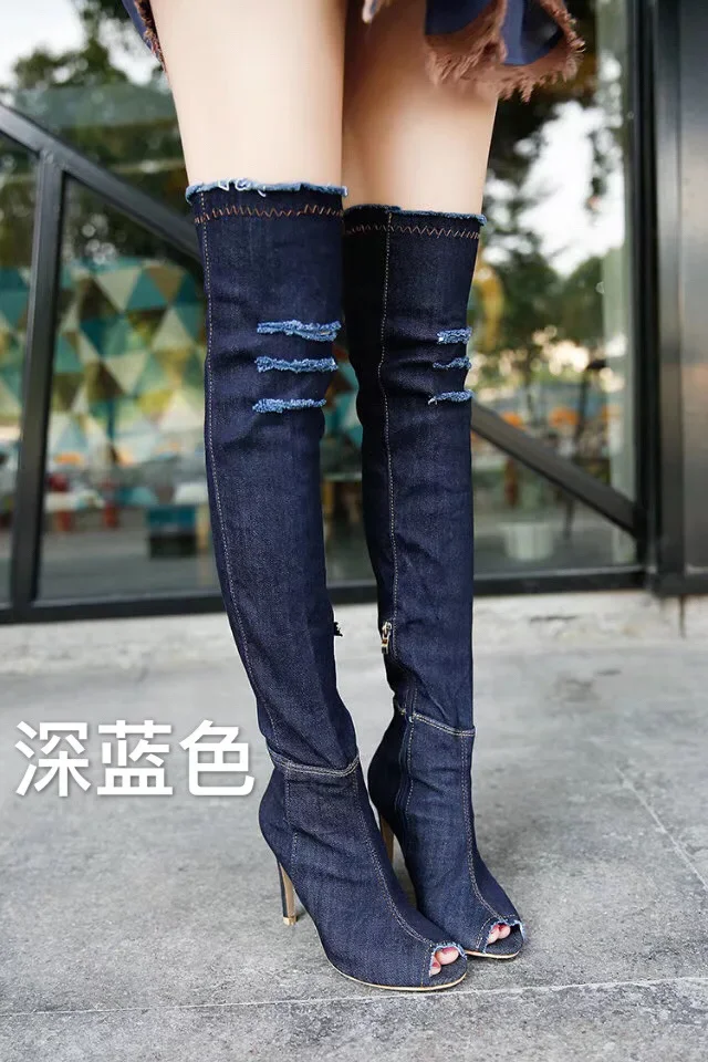 Boots Women Thigh High Boots Winter Women Boots High Heels Women Shoes tassel jean boot ladies shoes Good service 2023 - Image 9