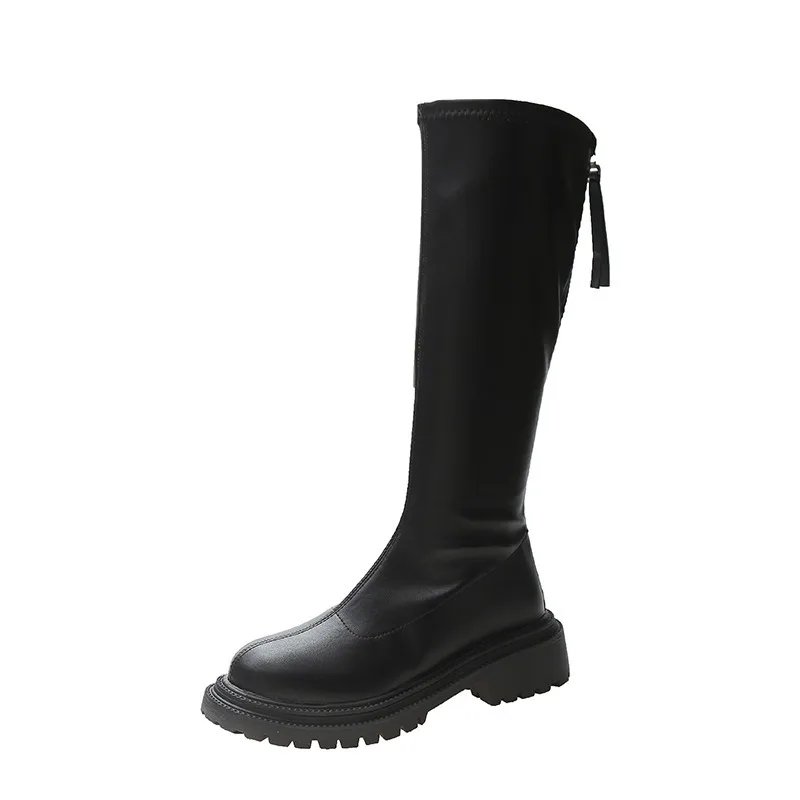 Botas largas con forro polar para mujer, zapatos de Caballero de otoño e invierno, nuevas, finas, europeas y americanas, Sizes42 - Image 5