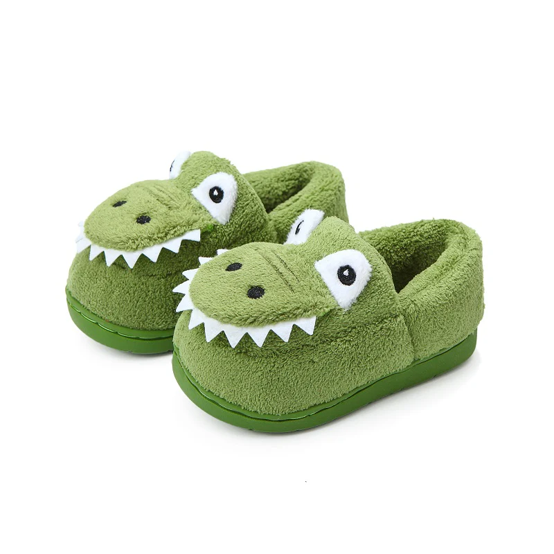 Boys' Dinosaur Slippers with Plush TPR Sole & Alligator/Crocodile Teeth - Warm Winter Indoor/Outdoor, Green & White Low-Top Easy Slip-On for, Cute Dino Footwear for Bedtime & Play - Image 7