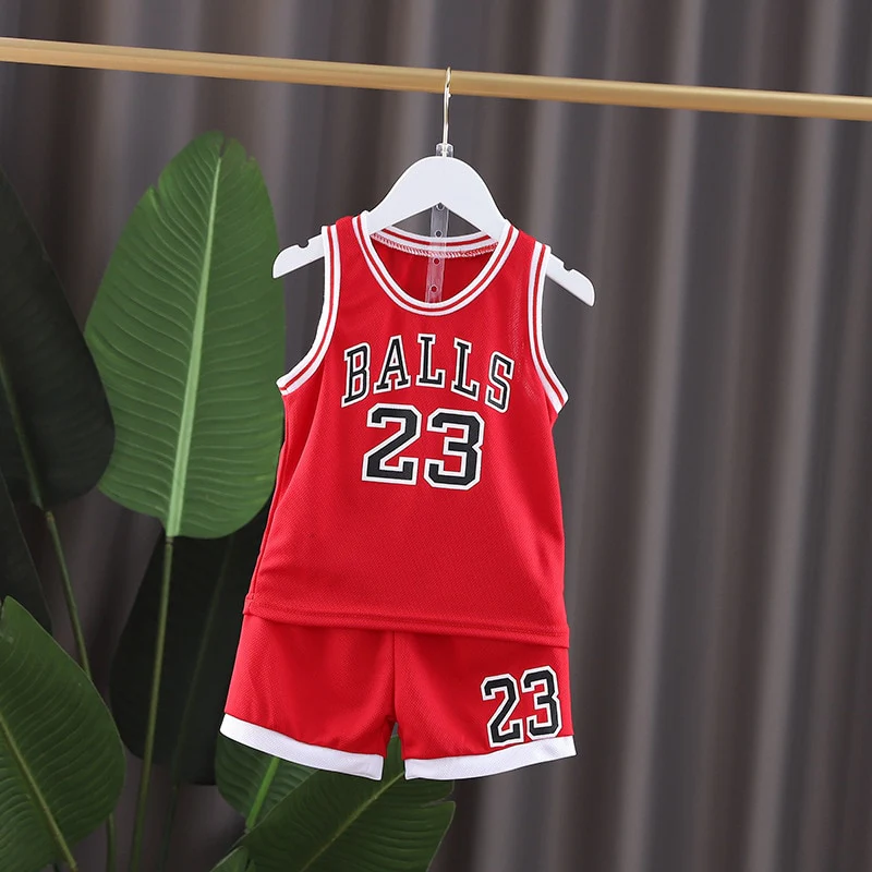 Boys Sports Basketball Clothes Suit Summer New Children's Fashion Leisure Letters Sleeveless Baby Vest + T-shirt 2pcs Sets Kids - Image 6
