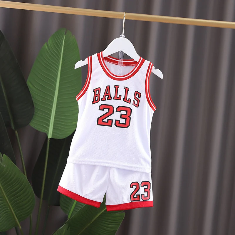 Boys Sports Basketball Clothes Suit Summer New Children's Fashion Leisure Letters Sleeveless Baby Vest + T-shirt 2pcs Sets Kids - Image 7