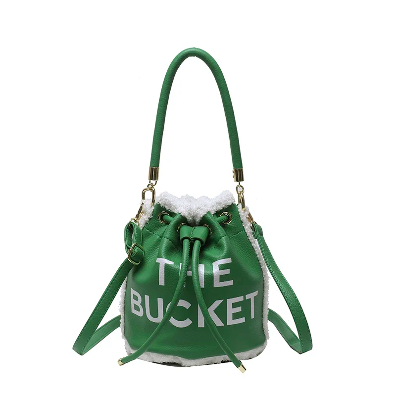 Brand Designer Christmas Bucket Shoulder Crossbody Bags Women Handbags and Purse 2022 New Lambs Wool Ladies Messenger Bags - Image 4