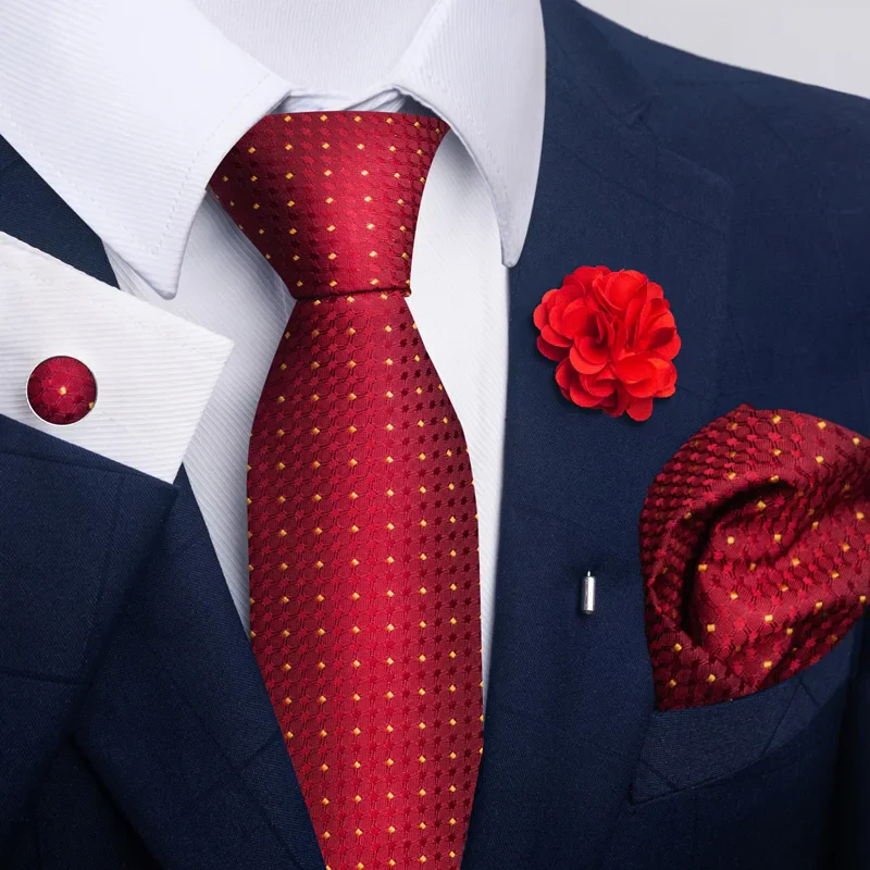 Brand Fashion Luxurious Green Floral Necktie Pocket Square Cufflinks Brooch Set Man Suit Accessories Birthday Present - Image 12