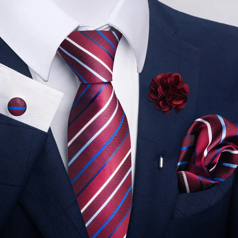 Brand Fashion Luxurious Green Floral Necktie Pocket Square Cufflinks Brooch Set Man Suit Accessories Birthday Present - Image 16