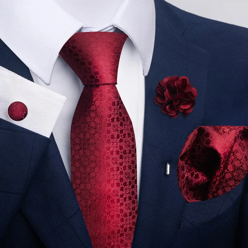 Brand Fashion Luxurious Green Floral Necktie Pocket Square Cufflinks Brooch Set Man Suit Accessories Birthday Present - Image 21