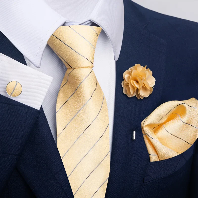 Brand Fashion Luxurious Green Floral Necktie Pocket Square Cufflinks Brooch Set Man Suit Accessories Birthday Present - Image 22