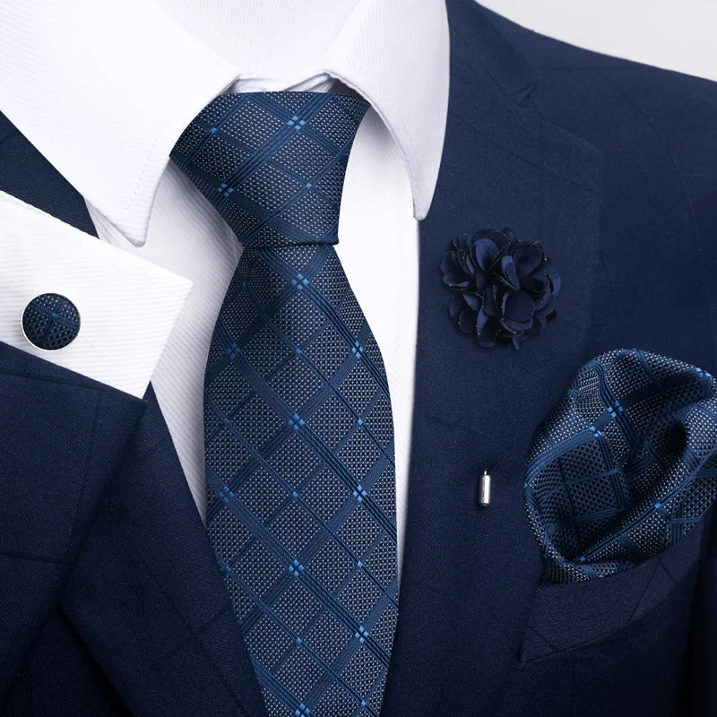 Brand Fashion Luxurious Green Floral Necktie Pocket Square Cufflinks Brooch Set Man Suit Accessories Birthday Present - Image 25