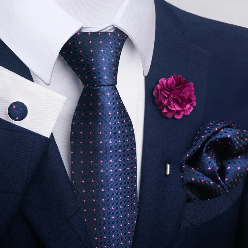 Brand Fashion Luxurious Green Floral Necktie Pocket Square Cufflinks Brooch Set Man Suit Accessories Birthday Present - Image 27