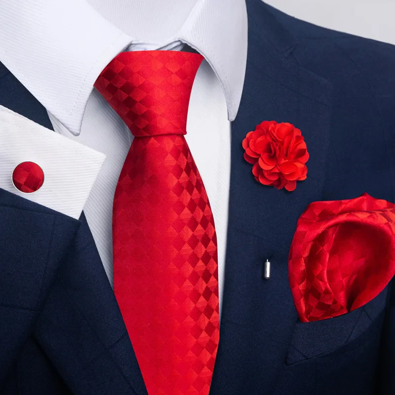 Brand Fashion Luxurious Green Floral Necktie Pocket Square Cufflinks Brooch Set Man Suit Accessories Birthday Present - Image 33