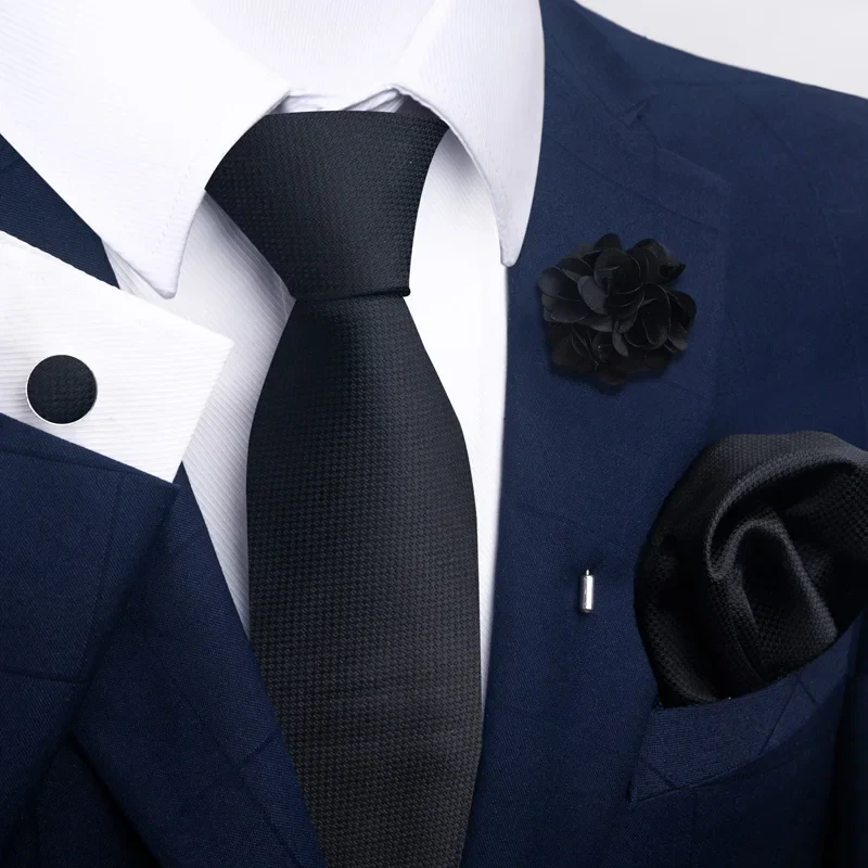 Brand Fashion Luxurious Green Floral Necktie Pocket Square Cufflinks Brooch Set Man Suit Accessories Birthday Present - Image 7