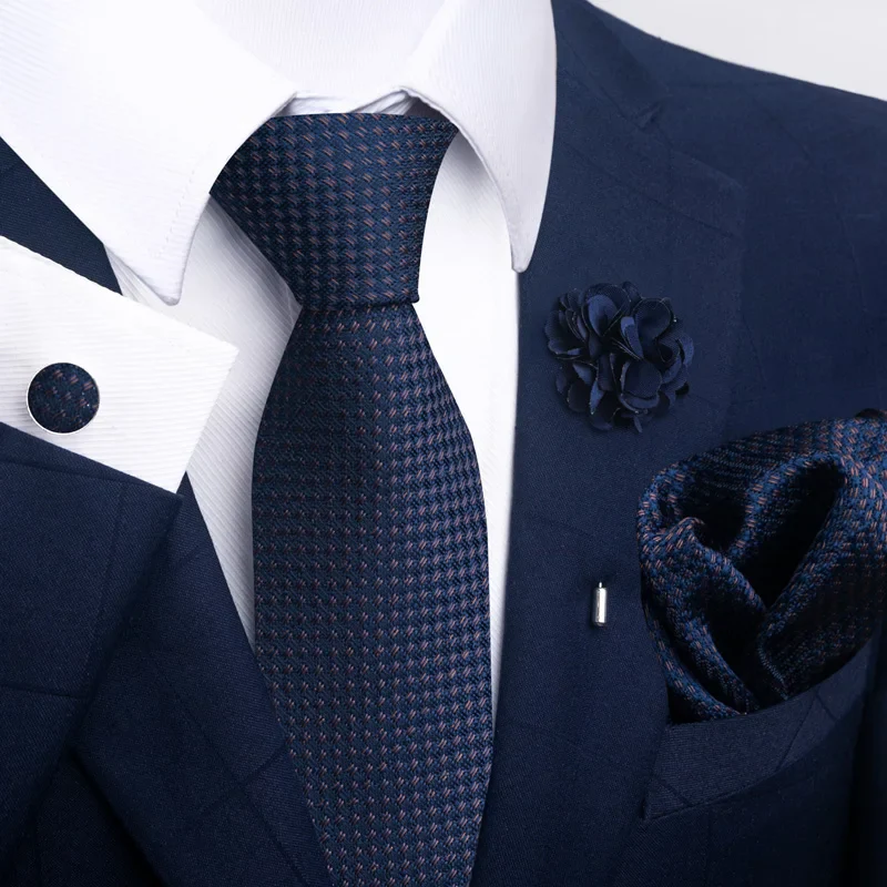 Brand Fashion Luxurious Green Floral Necktie Pocket Square Cufflinks Brooch Set Man Suit Accessories Birthday Present - Image 8