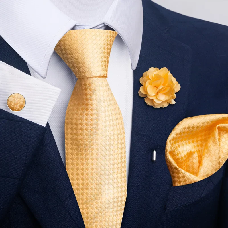 Brand Fashion Luxurious Green Floral Necktie Pocket Square Cufflinks Brooch Set Man Suit Accessories Birthday Present - Image 9